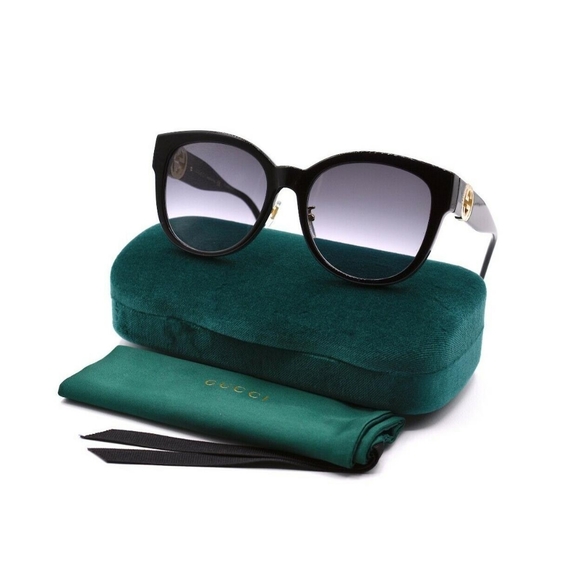 NEW GUCCI WOMEN'S ROUND SUNGLASSES GUCCI GG1028SK 006 GUCCI BLACK EYEWEAR - Picture 2 of 12